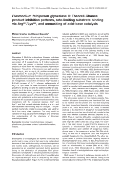 Plasmodium falciparum glyoxalase II: Theorell - Deponte-Lab