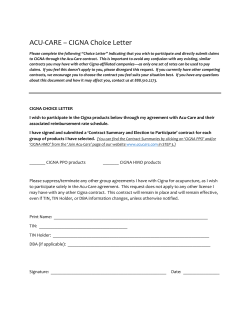 ACU-CARE &ndash; CIGNA Choice Letter