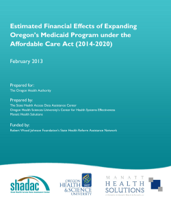 Estimated Financial Effects of Expanding Oregon`s Medicaid