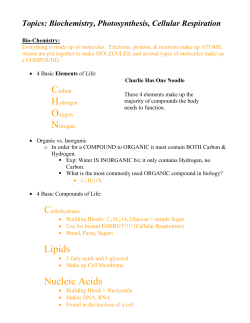 Session 1: Scientific Method, Life Processes, Biochem