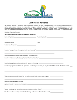 Confidential Reference - Gardom Lake Bible Camp