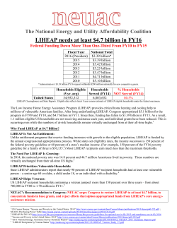 LIHEAP needs at least $4.7 billion in FY16