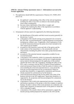 SP02/16 - Advance Pricing Agreements Annex 1 &ndash; Information to set