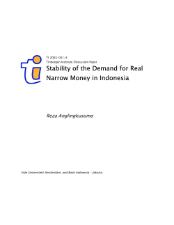 Stability of the Demand for Real Narrow Money in Indonesia