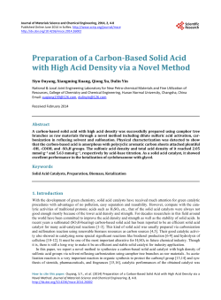 Preparation of a Carbon-Based Solid Acid with High Acid Density
