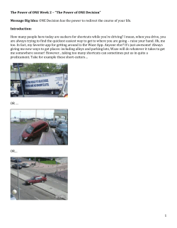 The Power of ONE &ndash; Week 2 &ndash; Decision -GOOD