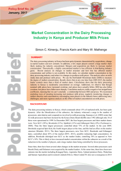 Market Concentration in the Dairy Processing Industry in