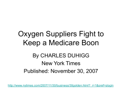 Oxygen Suppliers Fight to Keep a Medicare Boon