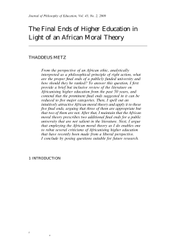 The Final Ends of Higher Education in Light of an African Moral Theory