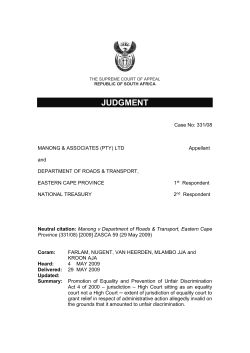 THE SUPREME COURT OF APPEAL