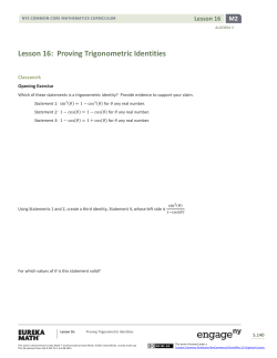 Algebra II Module 2, Topic B, Lesson 16: Student Version