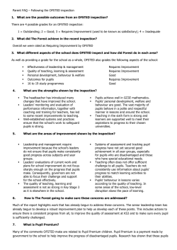 Parent FAQ following the Ofsted inspection