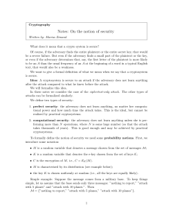 Notes: On the notion of security