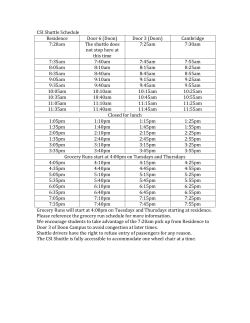 CSI Shuttle Schedule Residence Door 6 (Doon) Door 3 (Doon