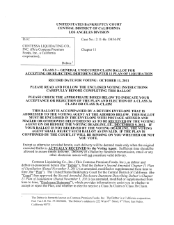 accepting or rejecting debtor`s chapter 11 plan of liquidation