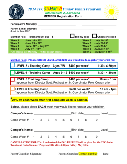 TPC Summer Camp 2007 Member Registration Form
