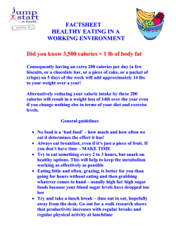 FACTSHEET HEALTHY EATING IN A WORKING ENVIRONMENT