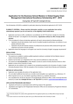 Application for the Business School Masters in Global Supply Chain