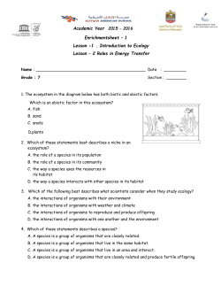 Academic Year 2015 – 2016 Enrichmentsheet – 1 Lesson