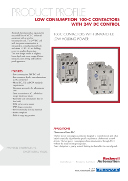 100-C Contactors with low consumption 24V DC coil