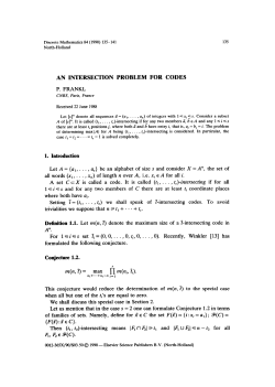 AN INTERSECTION PROBLEM FOR CODES P. FRANKL 1