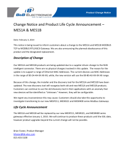 Change Notice and Product Life Cycle Announcement &ndash; MES1A