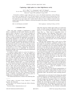 Capturing a light pulse in a short high-finesse cavity