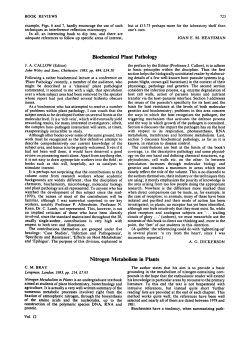 Nitrogen Metabolism in Plants - Biochemical Society Transactions