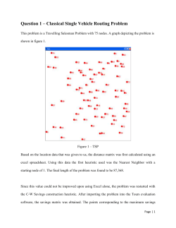 Question 1 &ndash; Classical Single Vehicle Routing Problem