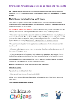 Information for working parents on 30 hours and Tax
