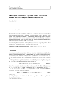 A fixed point optimization algorithm for the equilibrium problem over