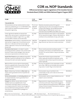 COR vs. NOP Standards - the Organic Materials Review Institute