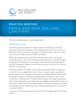 FATCA and New Zealand Law Firms