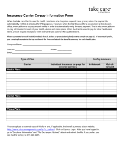 Insurance Carrier Co-pay Information Form