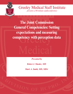 Greeley Medical Staff Institute The Joint Commission General