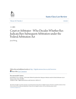 Court or Arbitrator - Who Decides Whether Res Judicata Bars