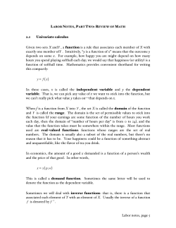 Labor notes, page 5 2.1 Univariate calculus Given two sets X andY