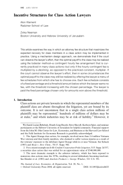 Incentive Structures for Class Action Lawyers