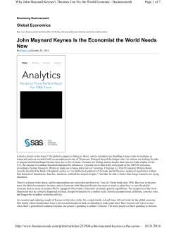 John Maynard Keynes Is the Economist the World