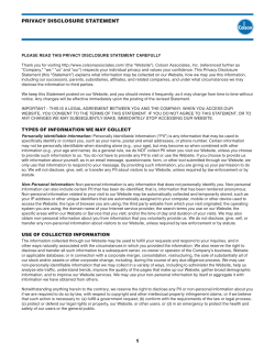 Privacy Disclosure Statement