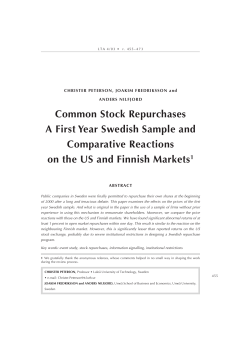 Common Stock Repurchases A First Year Swedish Sample and