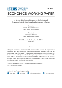 A Review of the Recent Literature on the Institutional Economics