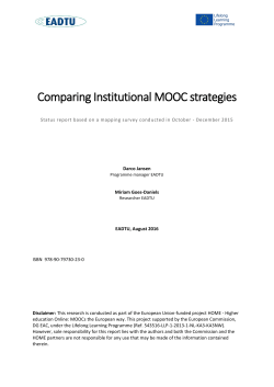 Comparing Institutional MOOC strategies