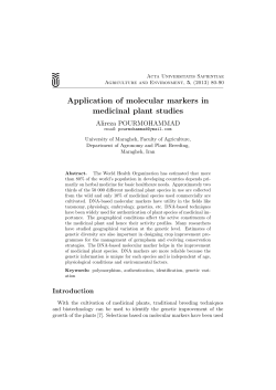 Application of molecular markers in medicinal plant studies