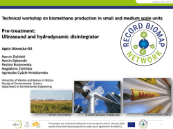 Pre-treatment: Ultrasound disintegrator