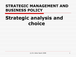 STRATEGIC MANAGEMENT AND BUSINESS POLICY