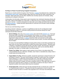 Six Ways to Protect Yourself during Craigslist Transactions