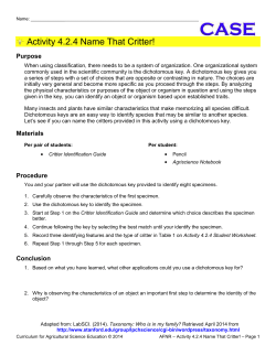 Activity 4.2.4 Name That Critter!