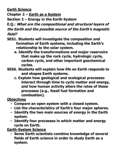 Chapter 2 &ndash; Earth as a System