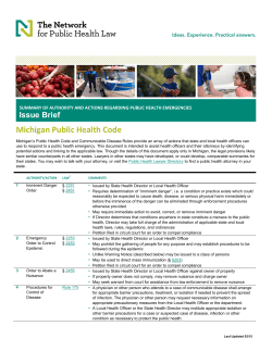 Summary of Authority and Actions regarding Public Health